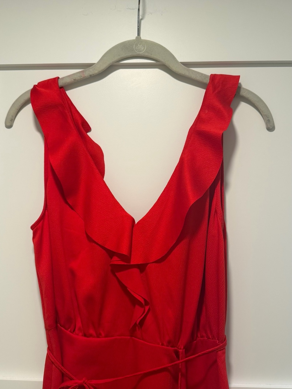 French Connection Red Ruffle Wrap High-Low Dress - Picture 2 of 3